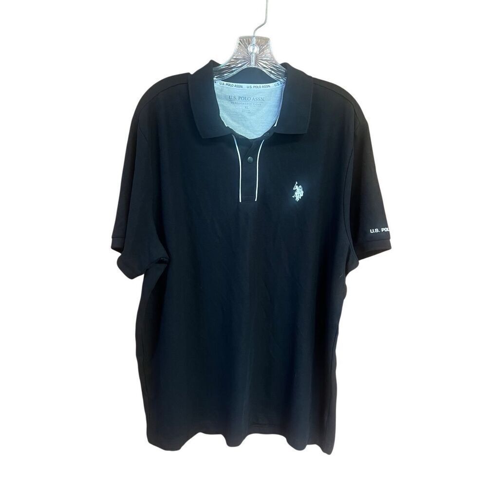 US POLO ASSN. Men’s Polo Top  Sz XL Black White NWT